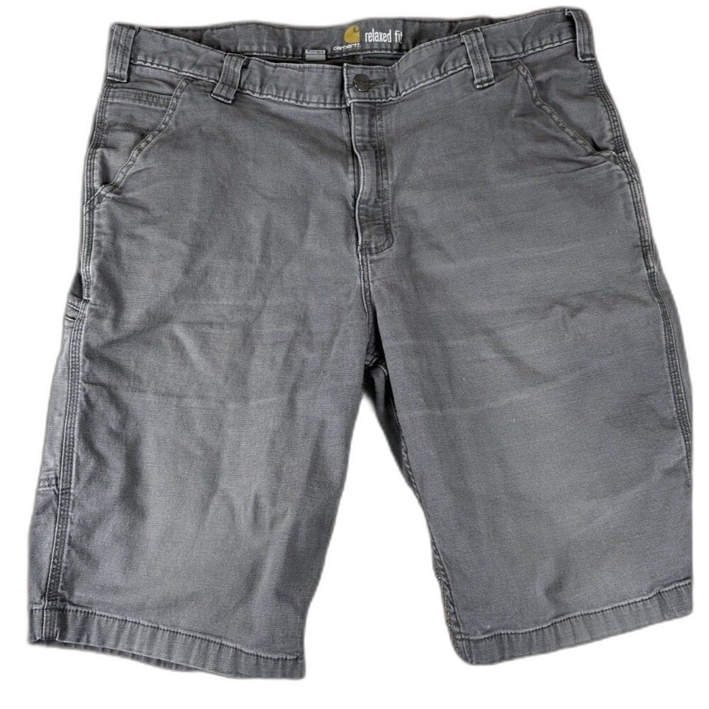 Carhartt Shorts Mens 40 Gray Relaxed Fit Canvas Utility Work Carpenter Pockets